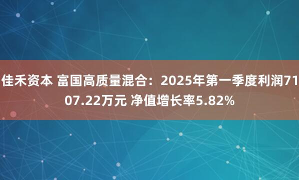 佳禾资本 富国高质量混合：2025年第一季度利润7107.22万元 净值增长率5.82%